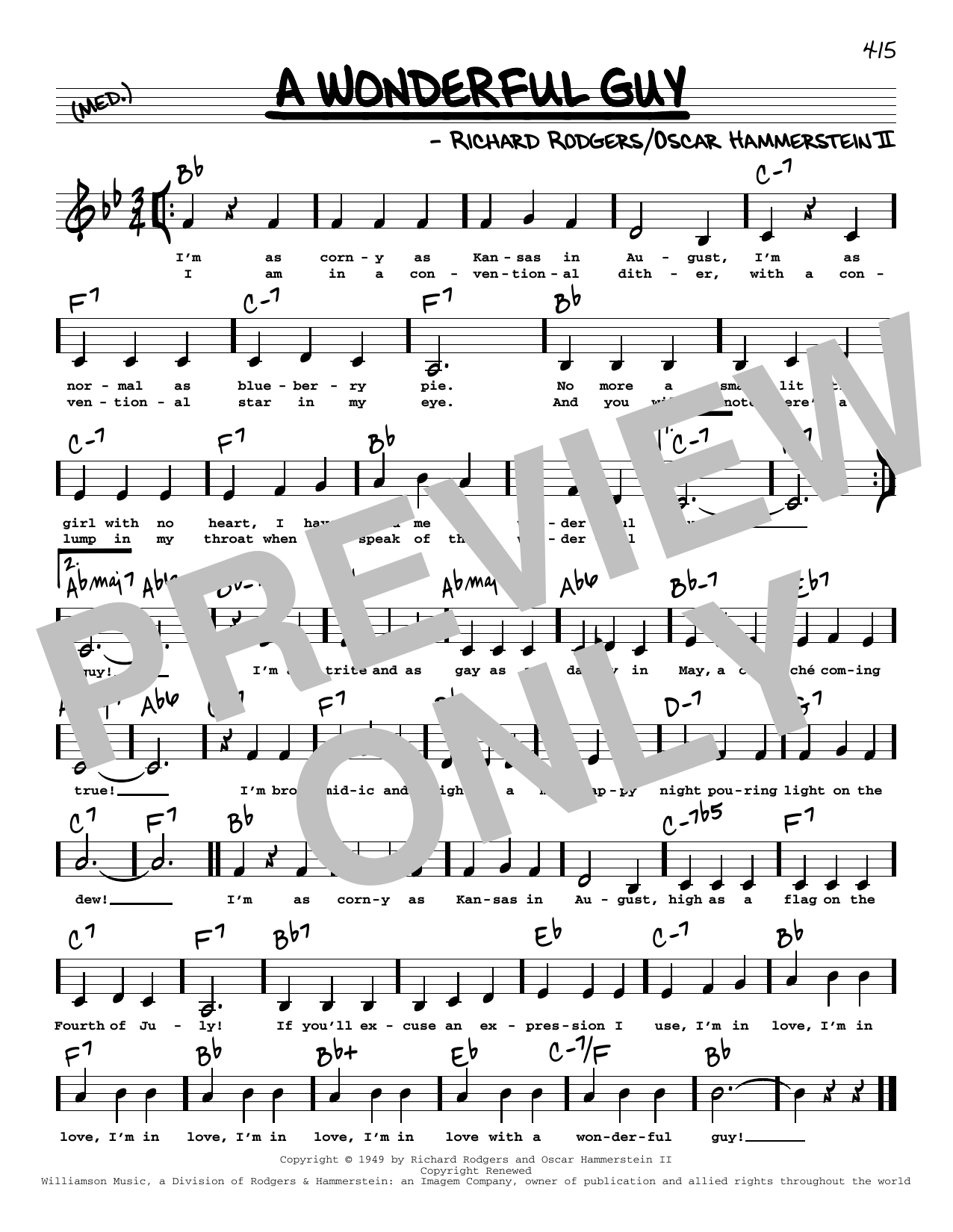 Rodgers & Hammerstein A Wonderful Guy (Low Voice) sheet music notes and chords arranged for Real Book – Melody, Lyrics & Chords
