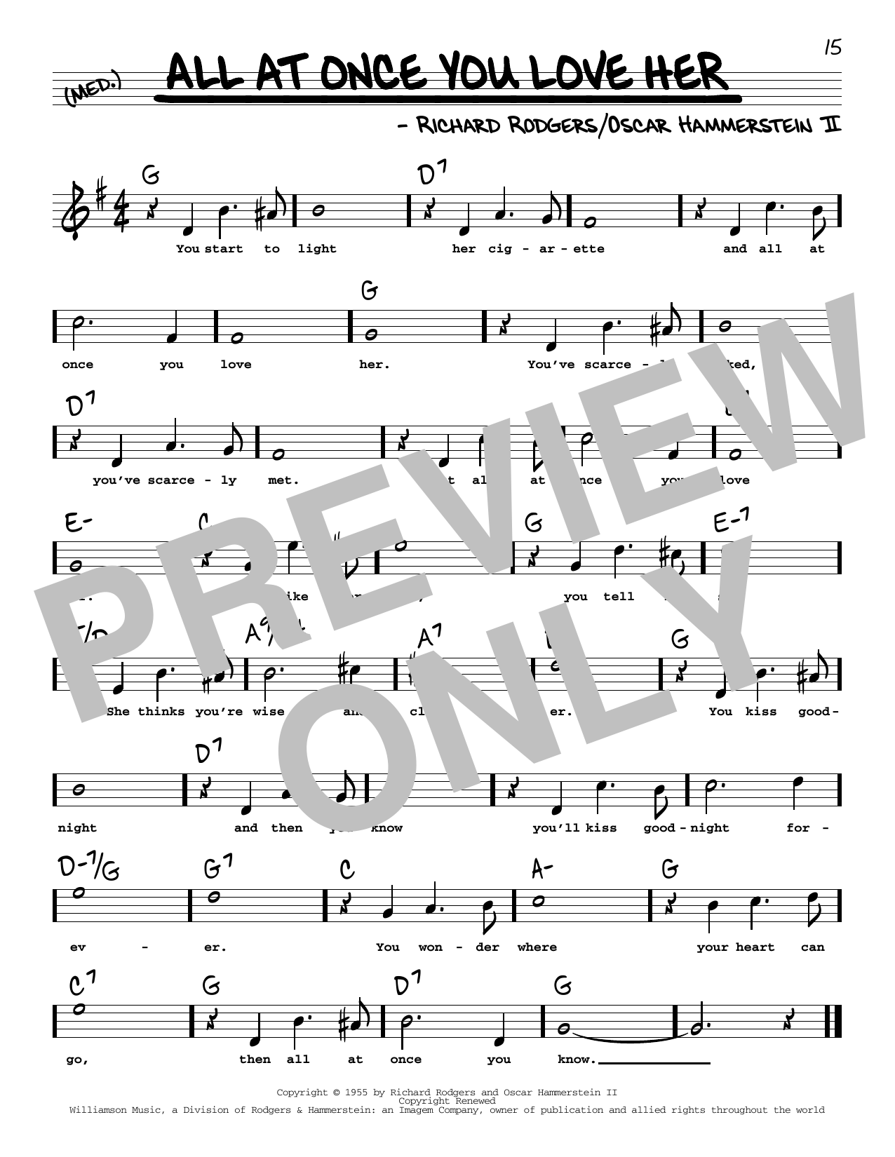 Rodgers & Hammerstein All At Once You Love Her (High Voice) sheet music notes and chords arranged for Real Book – Melody, Lyrics & Chords