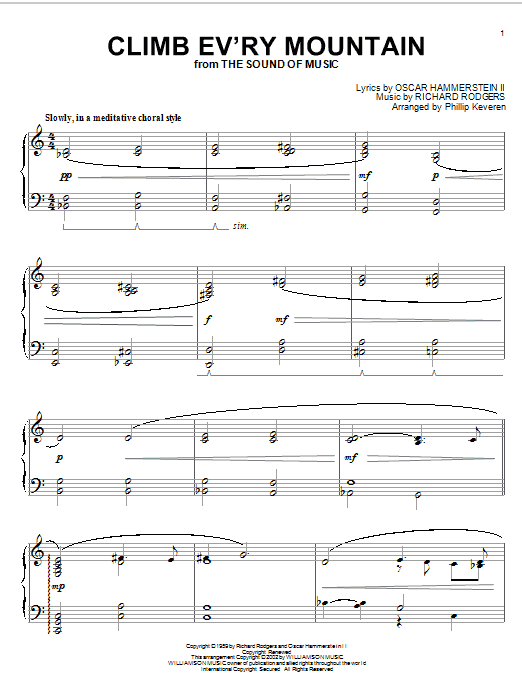 Rodgers & Hammerstein Climb Ev'ry Mountain (from The Sound Of Music) (arr. Phillip Keveren) sheet music notes and chords arranged for Piano Solo