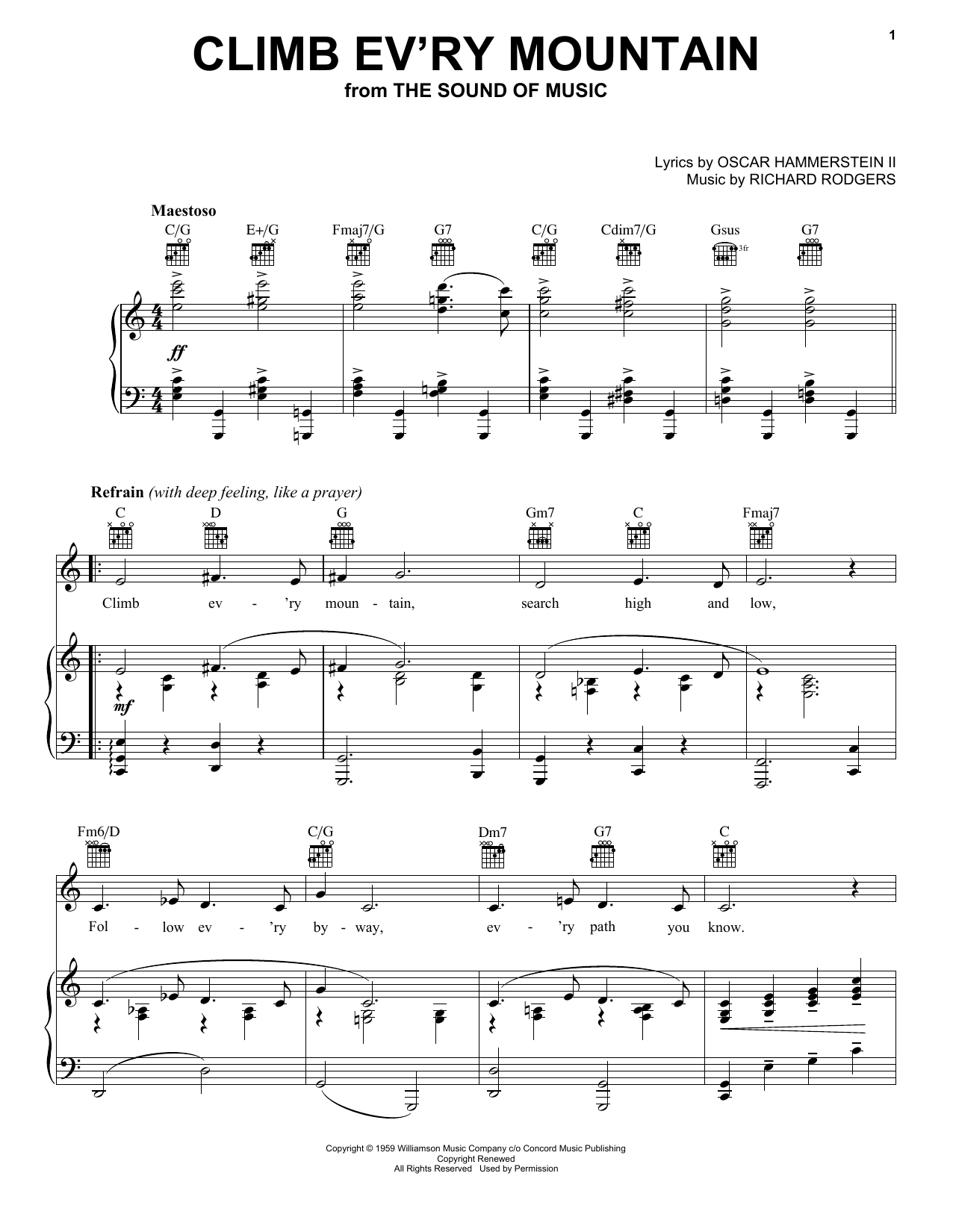 Rodgers & Hammerstein Climb Ev'ry Mountain (from The Sound of Music) sheet music notes and chords arranged for Tenor Sax Solo