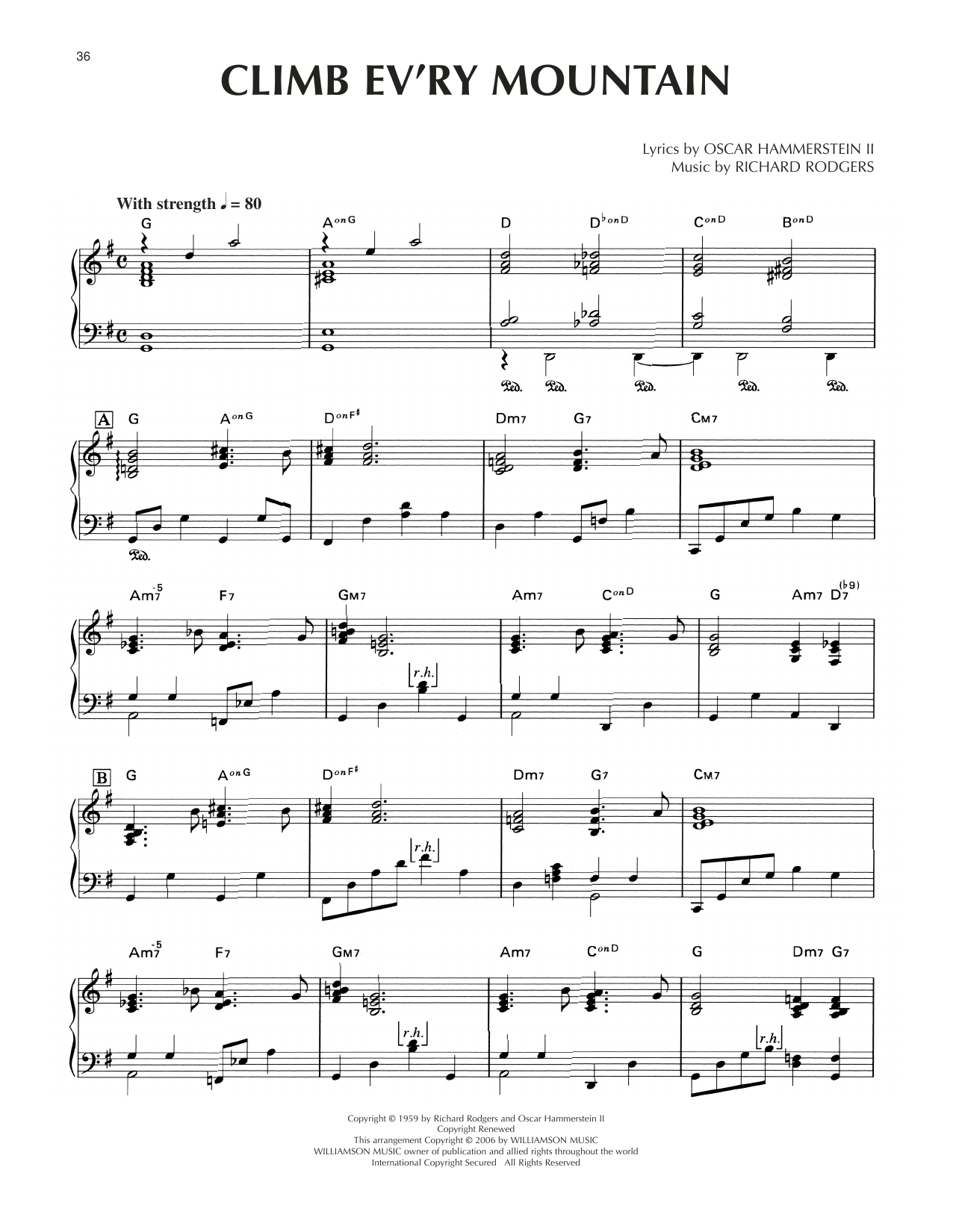 Rodgers & Hammerstein Climb Ev'ry Mountain [Jazz version] (from The Sound Of Music) sheet music notes and chords arranged for Piano Solo