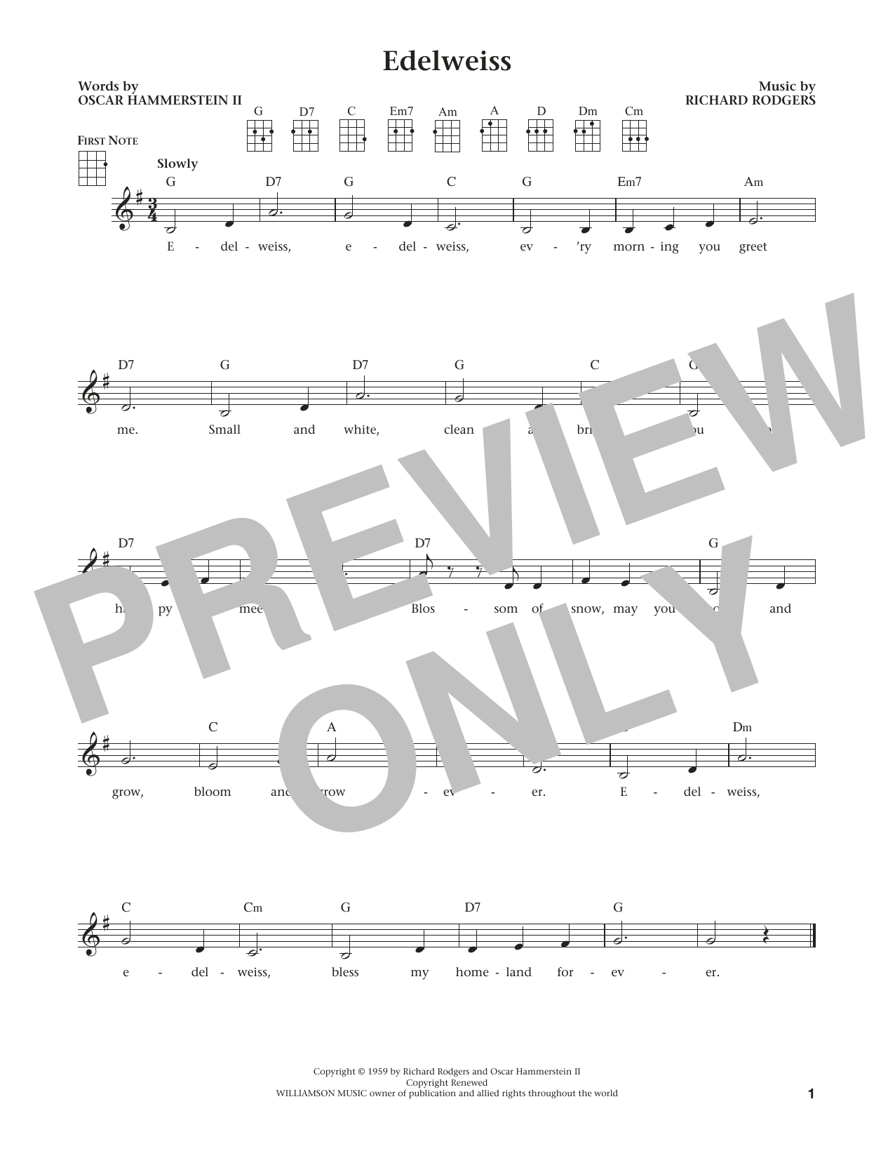 Rodgers & Hammerstein Edelweiss (from The Daily Ukulele) (arr. Liz and Jim Beloff) sheet music notes and chords arranged for Ukulele