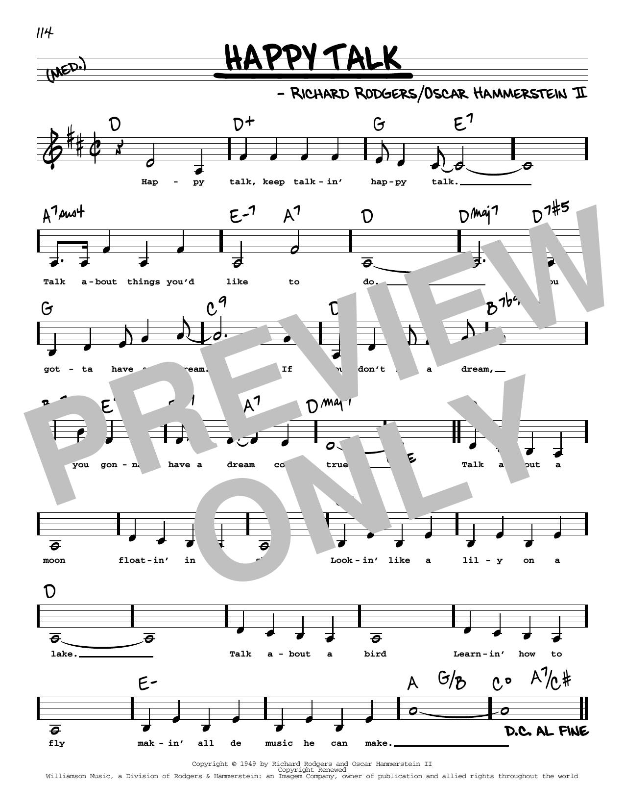 Rodgers & Hammerstein Happy Talk (Low Voice) sheet music notes and chords arranged for Real Book – Melody, Lyrics & Chords