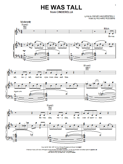 Rodgers & Hammerstein He Was Tall (from Cinderella) sheet music notes and chords arranged for Piano, Vocal & Guitar Chords (Right-Hand Melody)