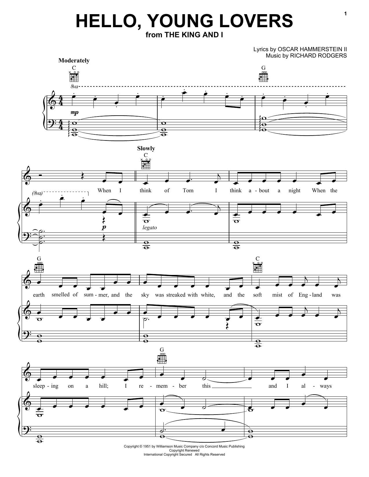 Rodgers & Hammerstein Hello, Young Lovers sheet music notes and chords arranged for Piano Duet