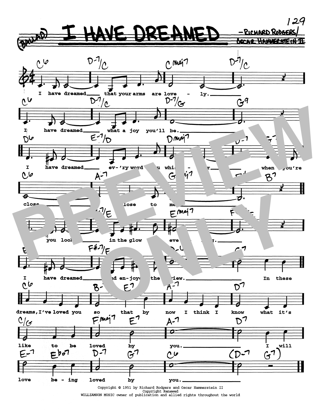 Rodgers & Hammerstein I Have Dreamed (Low Voice) sheet music notes and chords arranged for Real Book – Melody, Lyrics & Chords