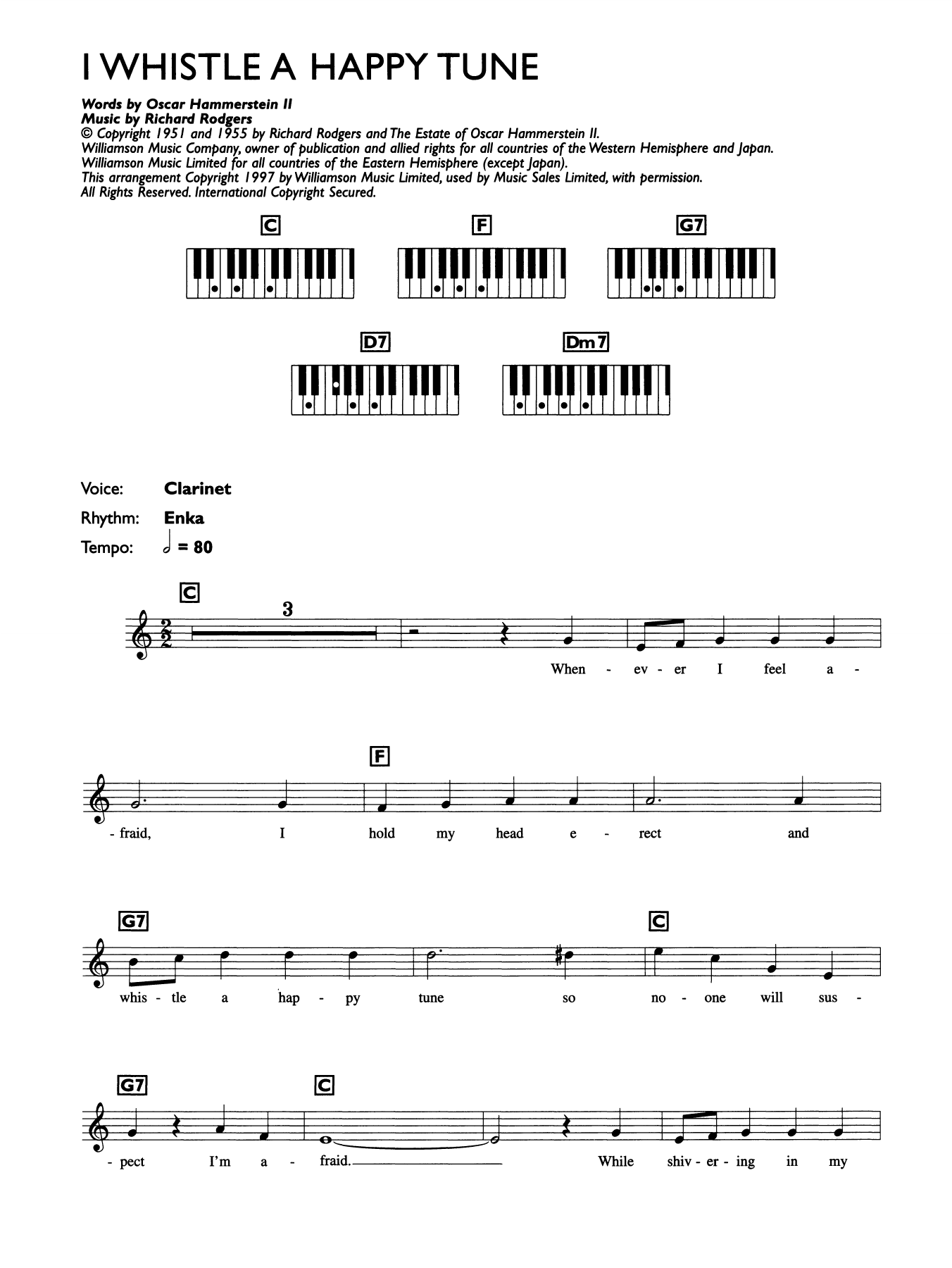 Rodgers & Hammerstein I Whistle A Happy Tune (from The King And I) sheet music notes and chords arranged for Piano Chords/Lyrics