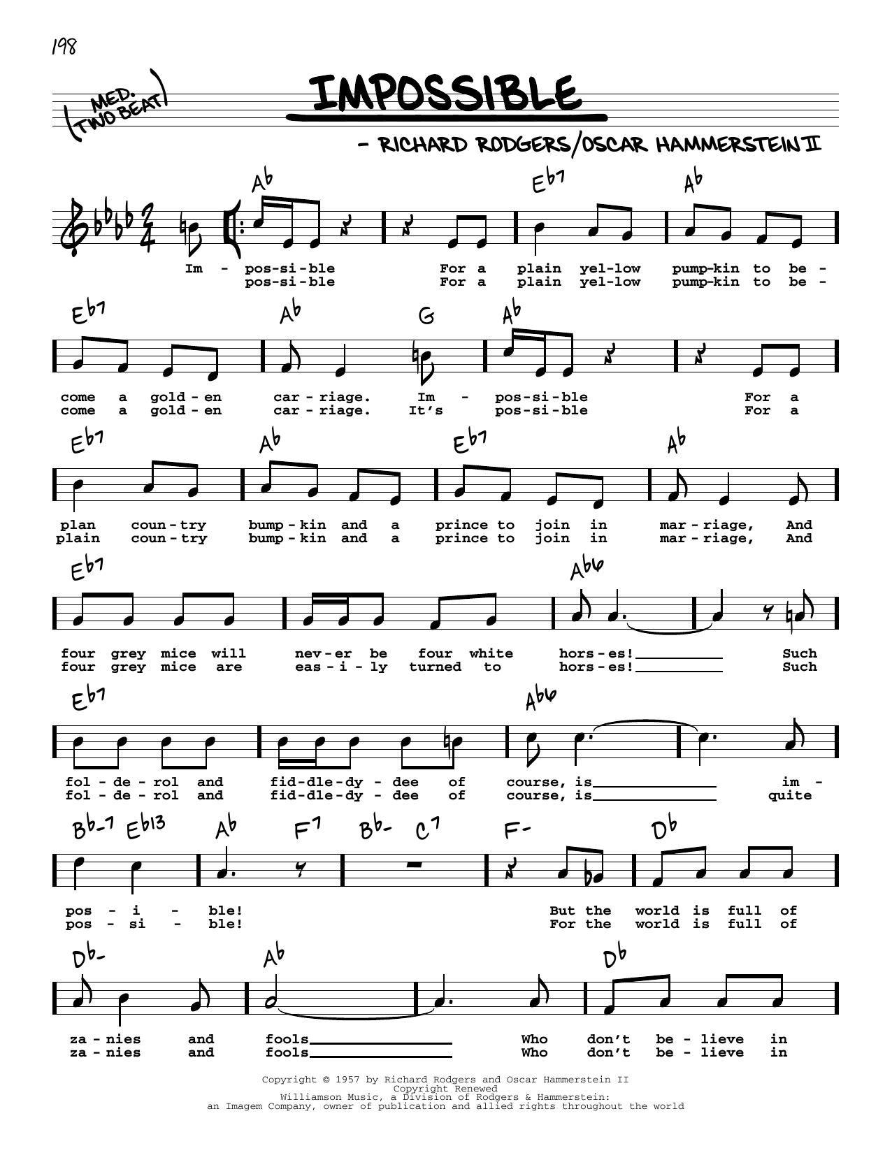 Rodgers & Hammerstein Impossible (High Voice) (from Cinderella) sheet music notes and chords arranged for Real Book – Melody, Lyrics & Chords