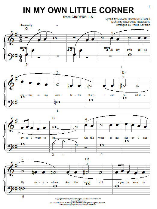 Rodgers & Hammerstein In My Own Little Corner (from Cinderella) (arr. Phillip Keveren) sheet music notes and chords arranged for Big Note Piano