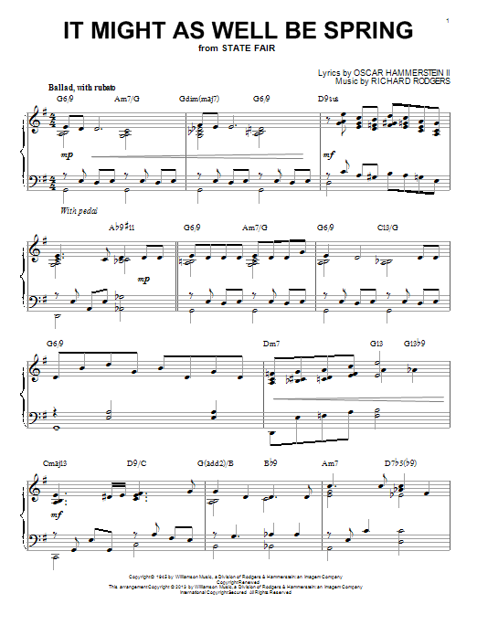 Rodgers & Hammerstein It Might As Well Be Spring [Jazz version] (arr. Brent Edstrom) sheet music notes and chords arranged for Piano Solo