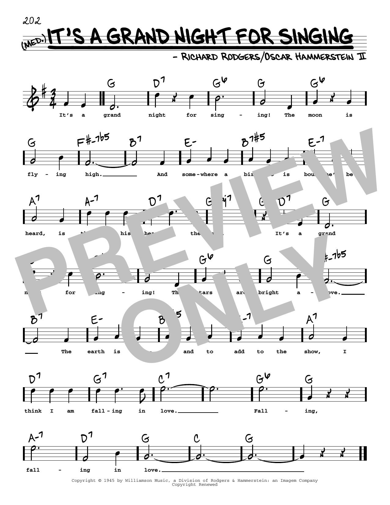 Rodgers & Hammerstein It's A Grand Night For Singing (High Voice) (from State Fair) sheet music notes and chords arranged for Real Book – Melody, Lyrics & Chords