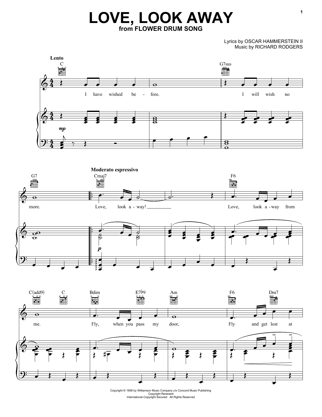 Rodgers & Hammerstein Love, Look Away sheet music notes and chords arranged for Ukulele Chords/Lyrics