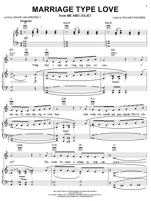 Rodgers & Hammerstein Marriage Type Love sheet music notes and chords arranged for Piano, Vocal & Guitar Chords (Right-Hand Melody)