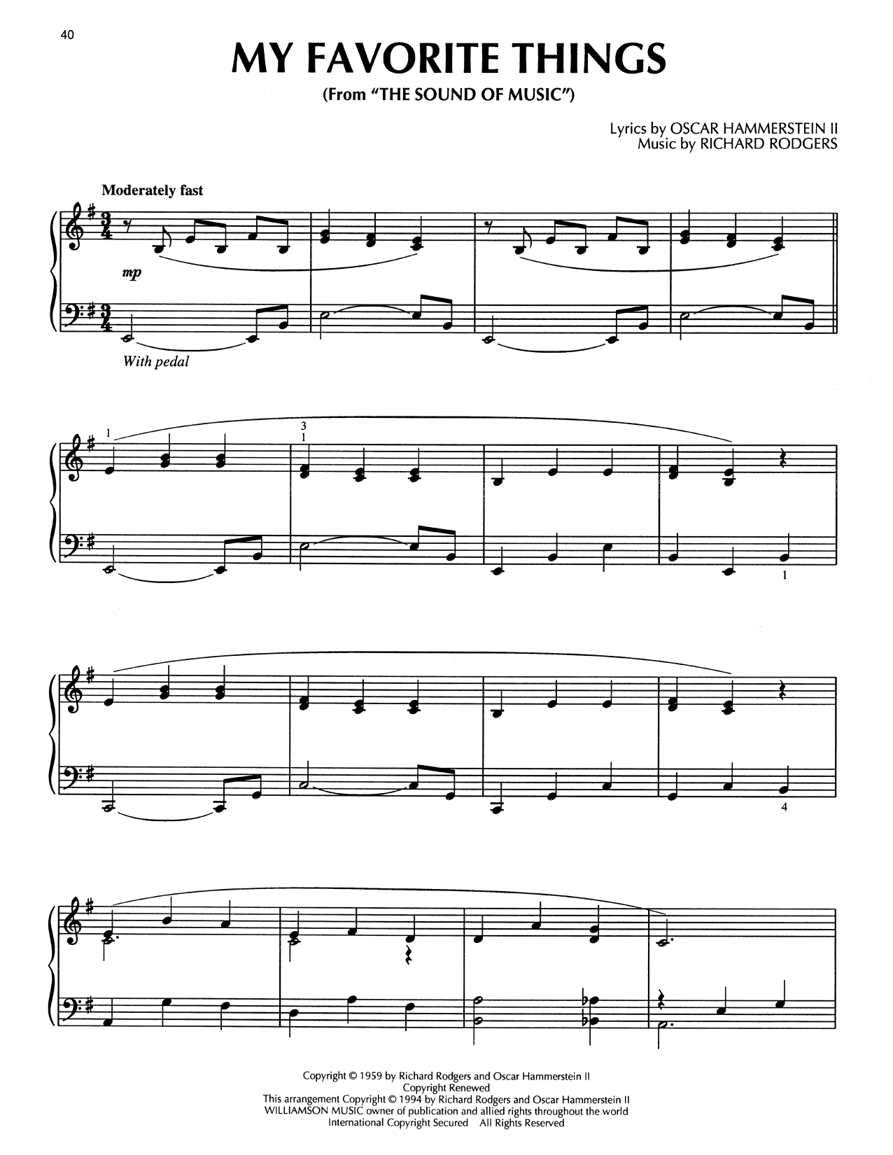 Rodgers & Hammerstein My Favorite Things (from The Sound Of Music) (arr. Bill Boyd) sheet music notes and chords arranged for Piano Solo