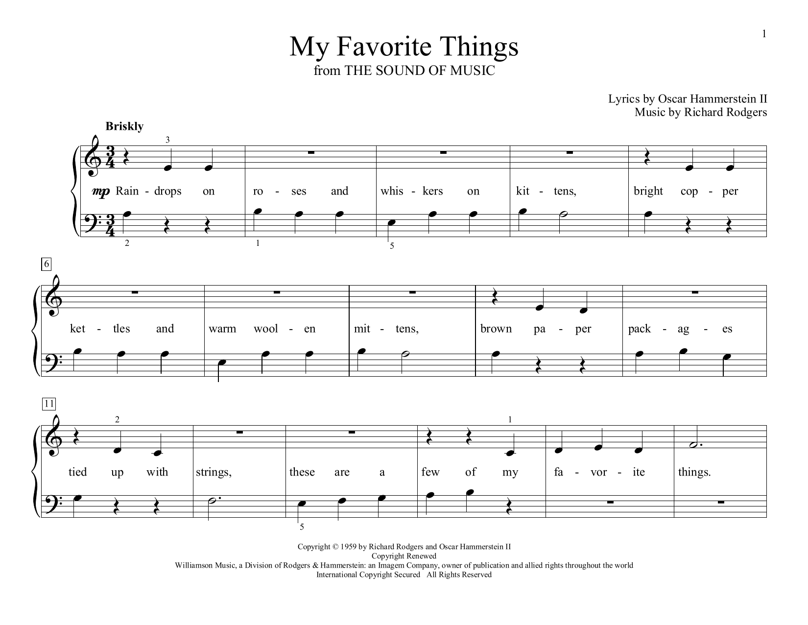Rodgers & Hammerstein My Favorite Things (from The Sound of Music) (arr. Christopher Hussey) sheet music notes and chords arranged for Educational Piano