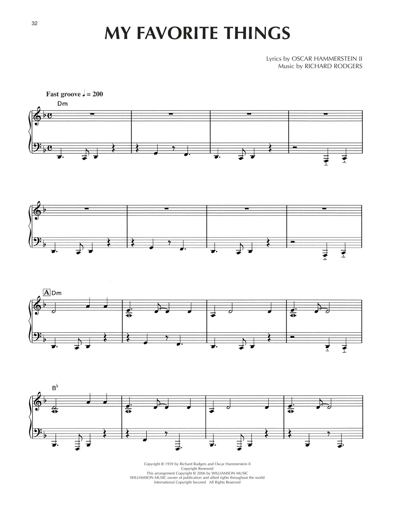 Rodgers & Hammerstein My Favorite Things [Jazz version] (from The Sound Of Music) sheet music notes and chords arranged for Piano Solo