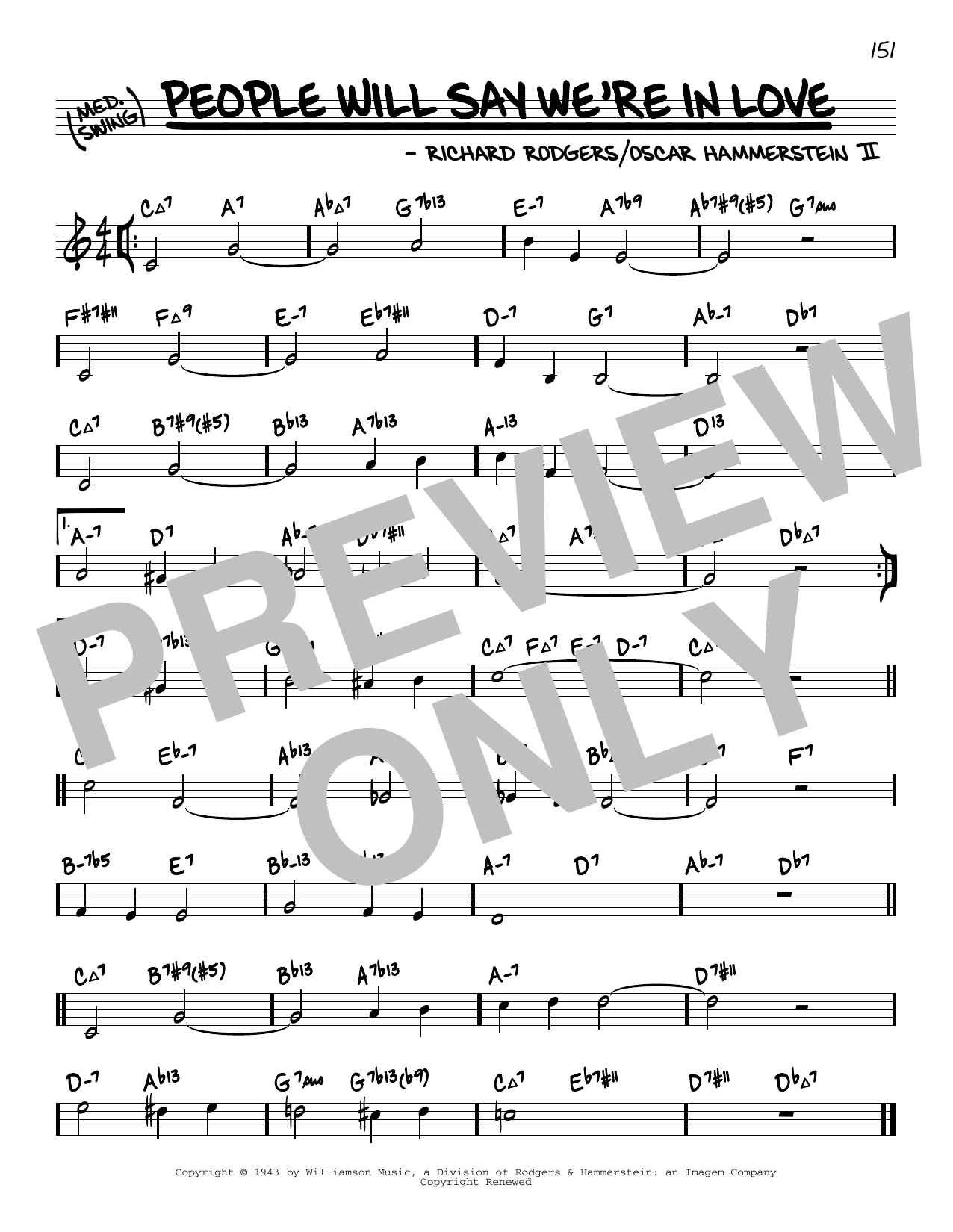 Rodgers & Hammerstein People Will Say We're In Love (from Oklahoma) (arr. David Hazeltine) sheet music notes and chords arranged for Real Book – Enhanced Chords