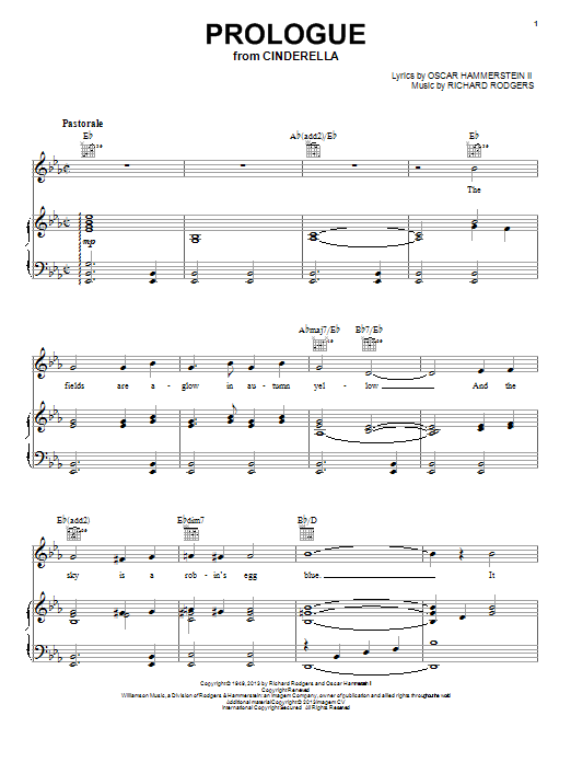 Rodgers & Hammerstein Prologue (from Cinderella) sheet music notes and chords arranged for Piano, Vocal & Guitar Chords (Right-Hand Melody)