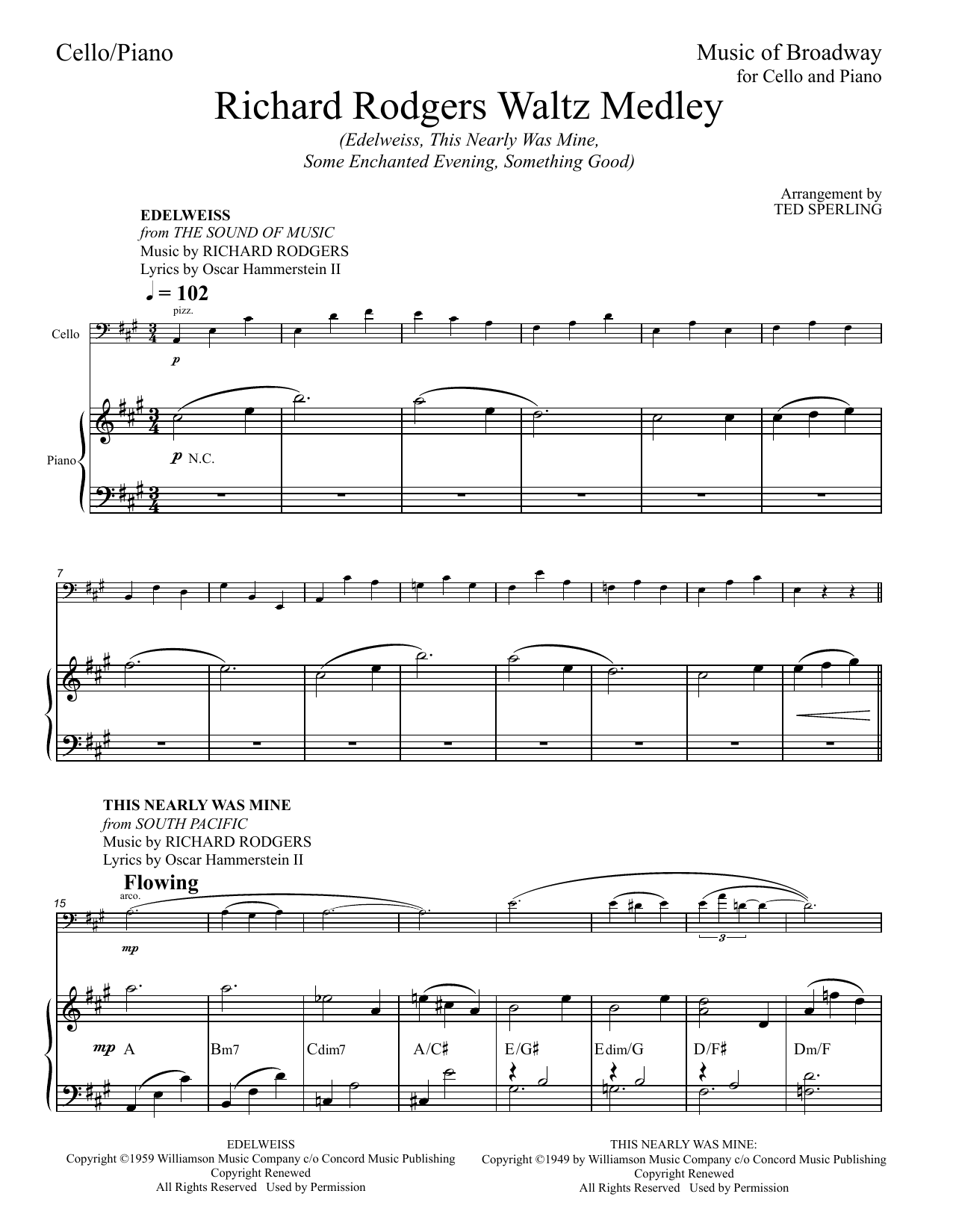 Rodgers & Hammerstein Richard Rodgers Waltz Medley (arr. Ted Sperling) sheet music notes and chords arranged for Cello and Piano