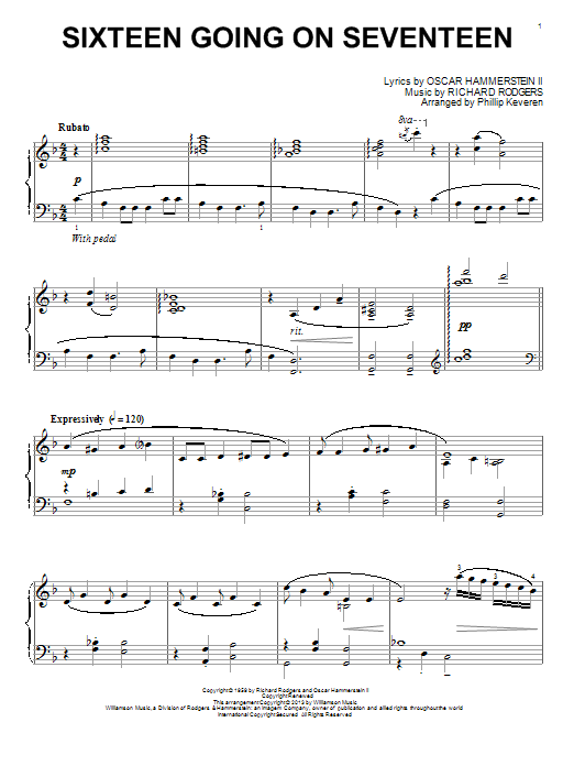 Rodgers & Hammerstein Sixteen Going On Seventeen (from The Sound Of Music) (arr. Phillip Keveren) sheet music notes and chords arranged for Piano Solo