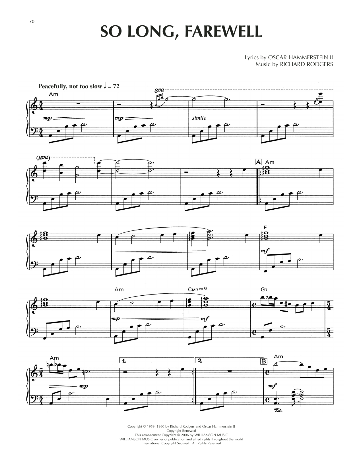 Rodgers & Hammerstein So Long, Farewell [Jazz version] (from The Sound Of Music) sheet music notes and chords arranged for Piano Solo
