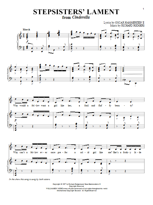 Rodgers & Hammerstein Stepsisters' Lament sheet music notes and chords arranged for Easy Piano