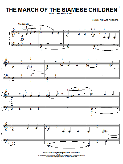Rodgers & Hammerstein The March Of The Siamese Children sheet music notes and chords arranged for Easy Piano
