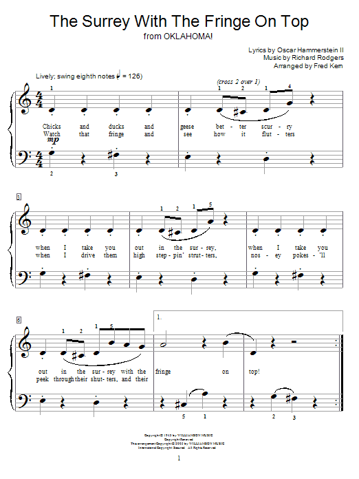 Rodgers & Hammerstein The Surrey With The Fringe On Top (from Oklahoma!) sheet music notes and chords arranged for Educational Piano