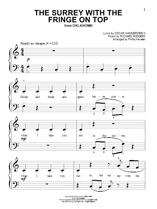 Rodgers & Hammerstein The Surrey With The Fringe On Top (from Oklahoma!) (arr. Phillip Keveren) sheet music notes and chords arranged for Beginning Piano Solo