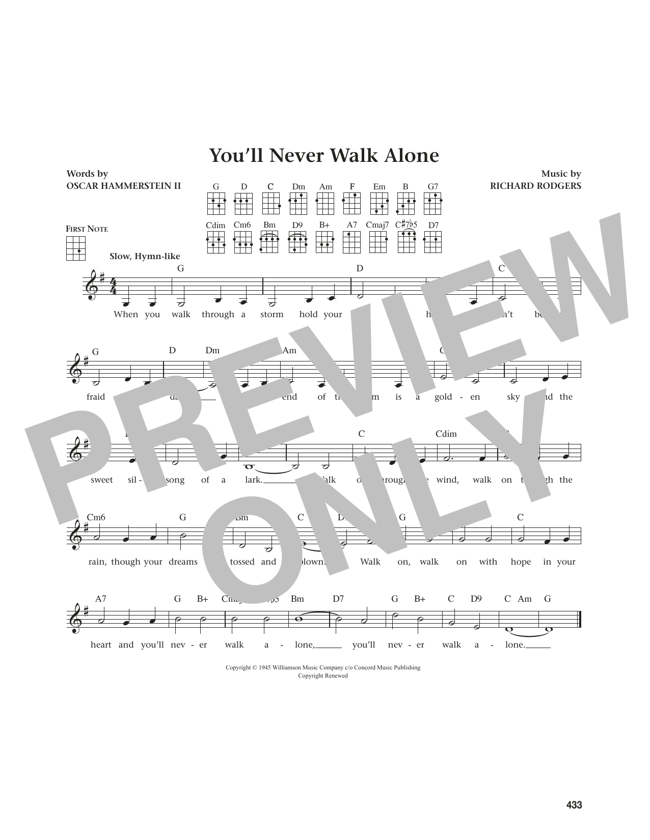Rodgers & Hammerstein You'll Never Walk Alone (from Carousel) (from The Daily Ukulele) (arr. Jim Beloff) sheet music notes and chords arranged for Ukulele