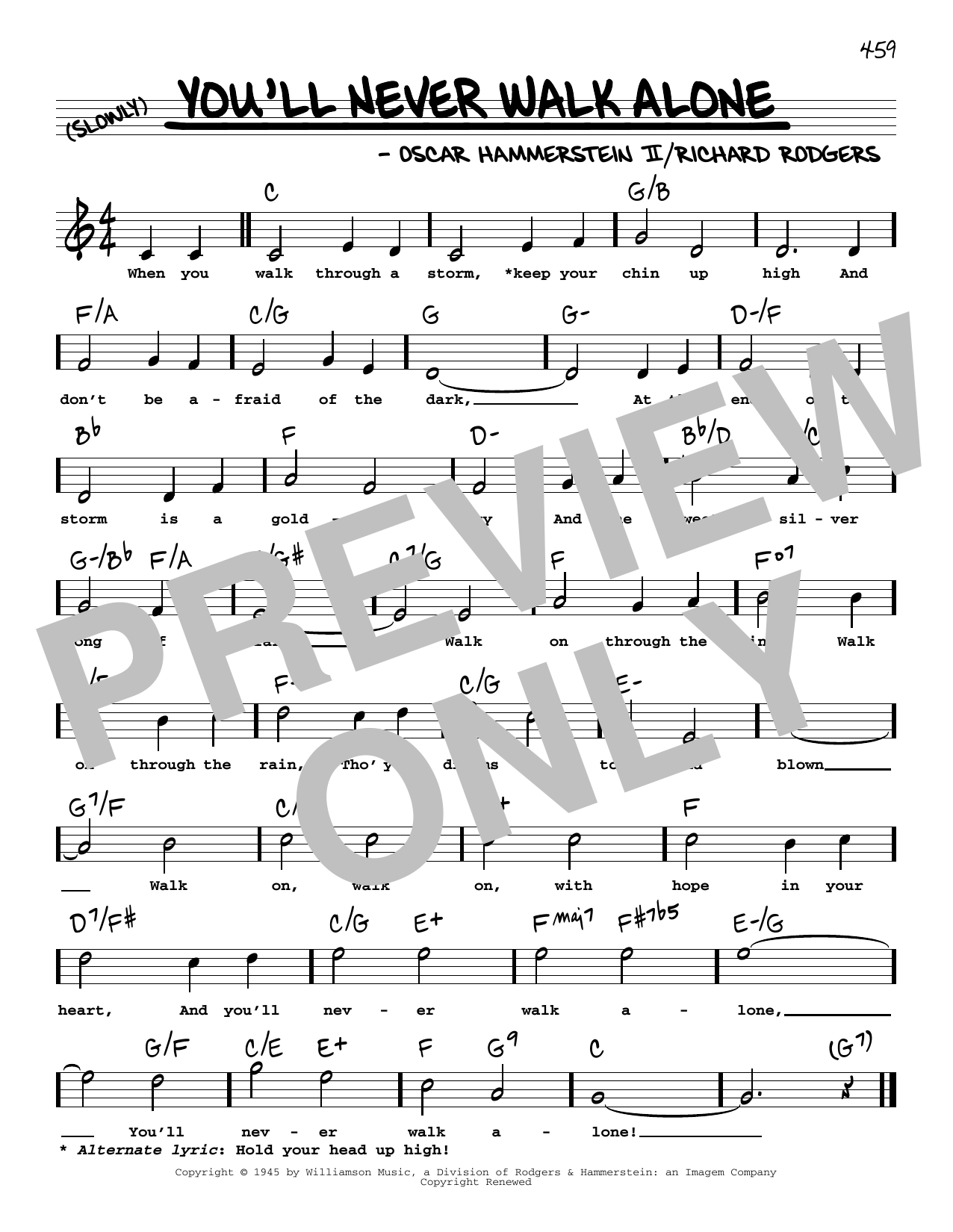 Rodgers & Hammerstein You'll Never Walk Alone (High Voice) (from Carousel) sheet music notes and chords arranged for Real Book – Melody, Lyrics & Chords