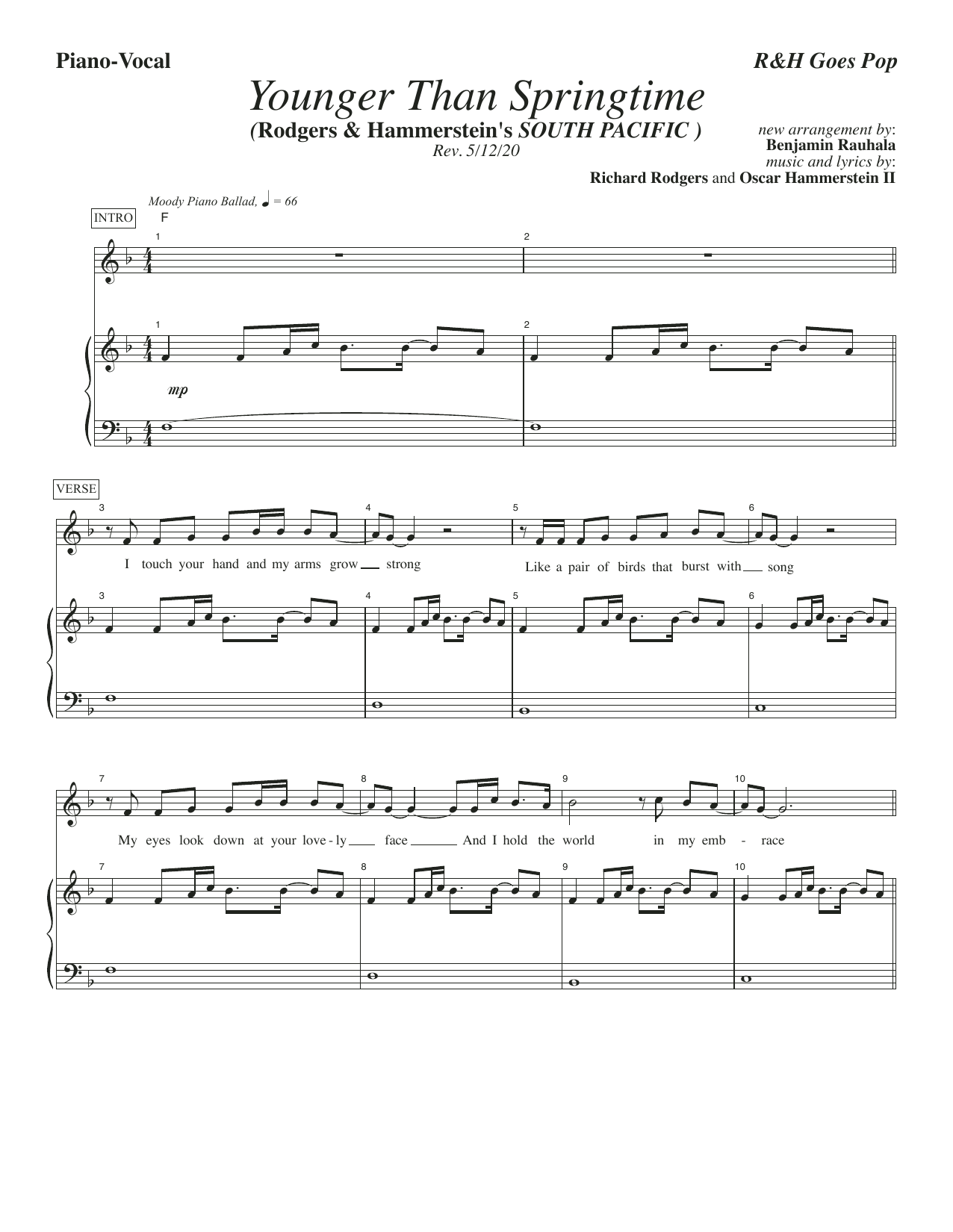 Rodgers & Hammerstein Younger Than Springtime [R&H Goes Pop! version] (from South Pacific) sheet music notes and chords arranged for Piano & Vocal