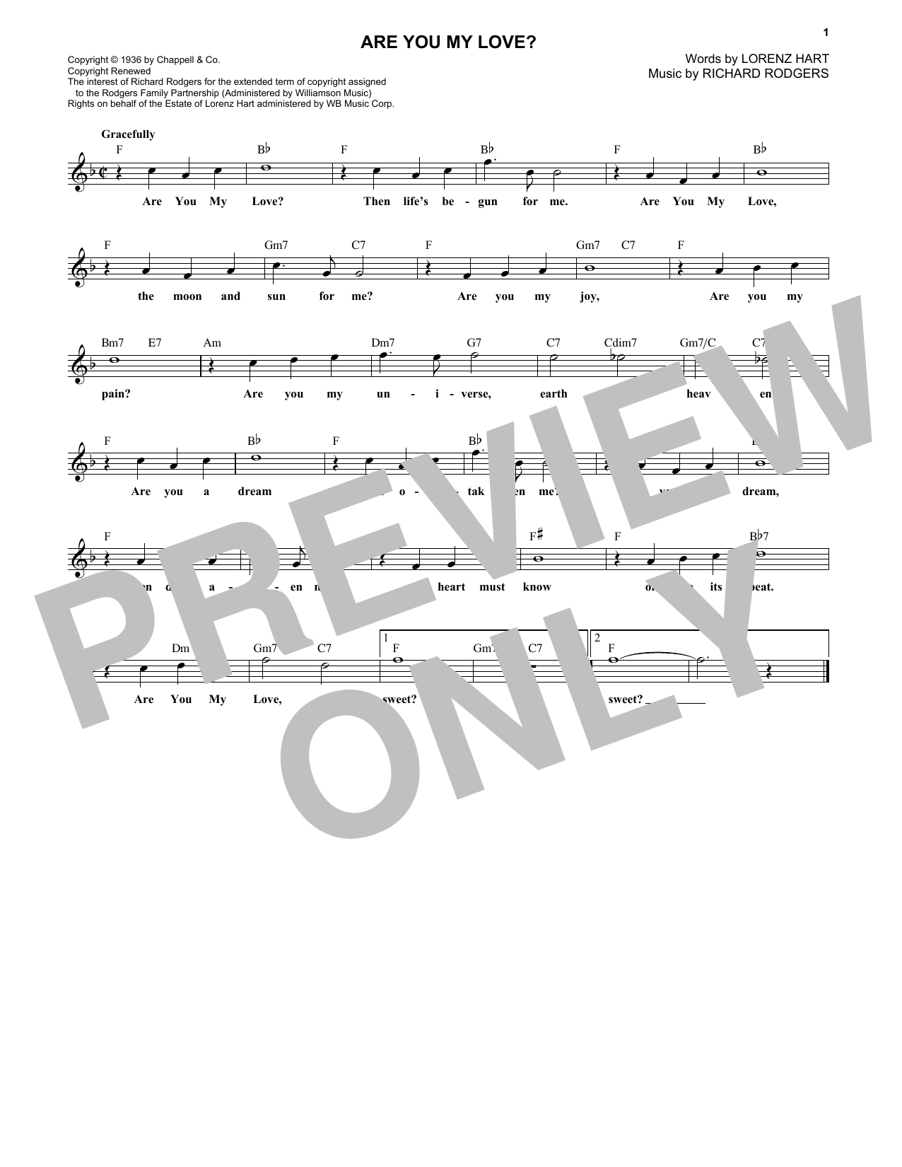 Rodgers & Hart Are You My Love? sheet music notes and chords arranged for Lead Sheet / Fake Book