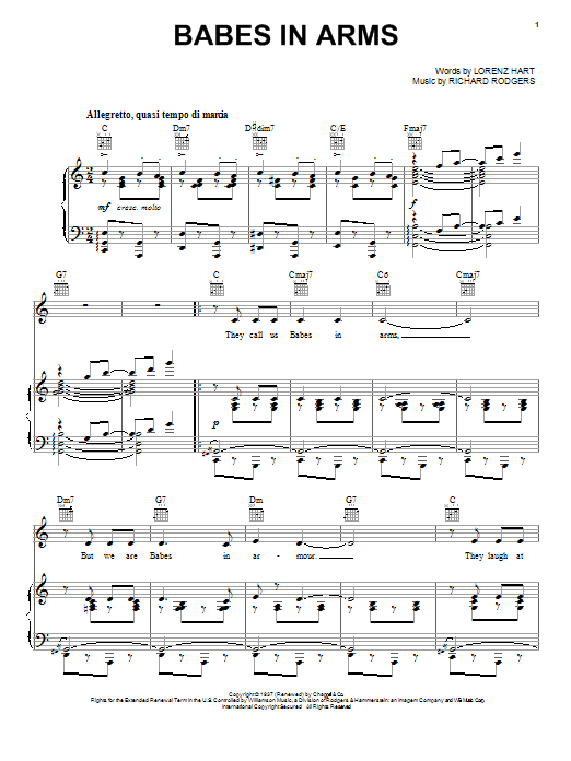 Rodgers & Hart Babes In Arms sheet music notes and chords arranged for Piano, Vocal & Guitar Chords (Right-Hand Melody)