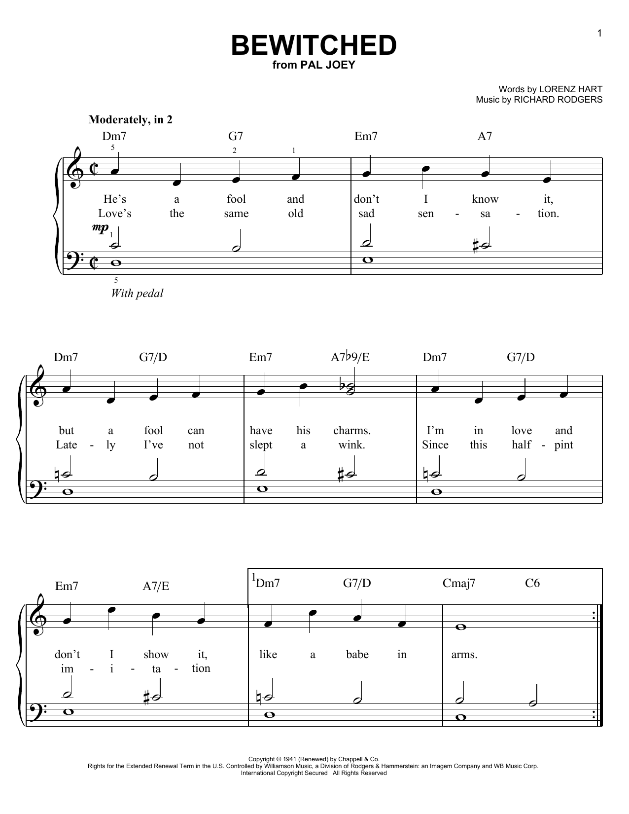 Rodgers & Hart Bewitched sheet music notes and chords arranged for Viola Solo