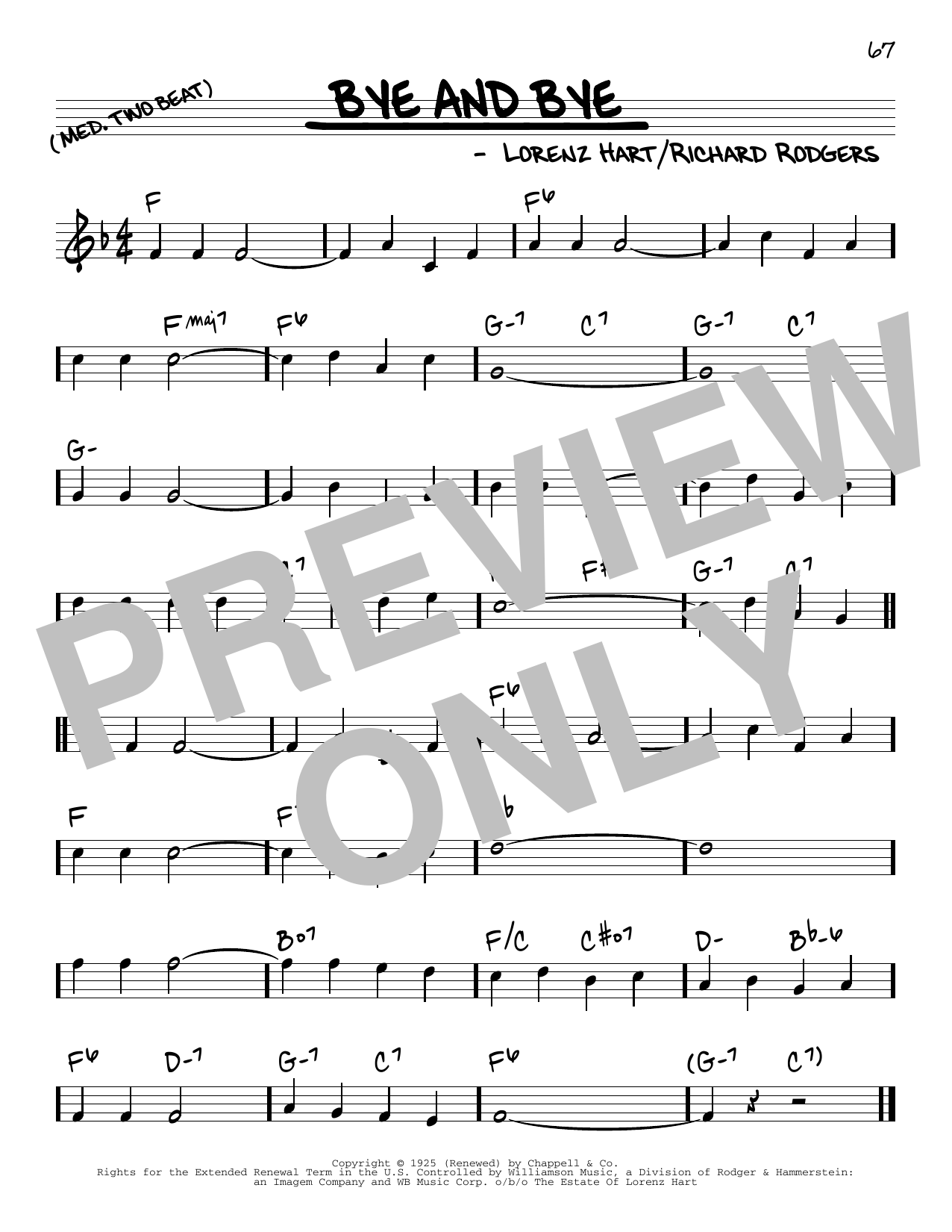 Rodgers & Hart Bye And Bye sheet music notes and chords arranged for Real Book – Melody & Chords