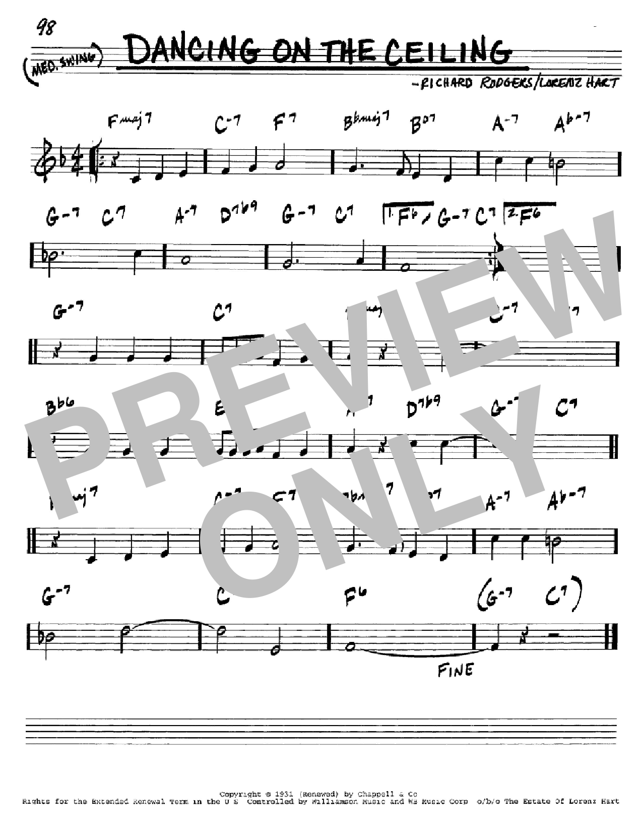 Rodgers & Hart Dancing On The Ceiling sheet music notes and chords arranged for Real Book – Melody & Chords – C Instruments