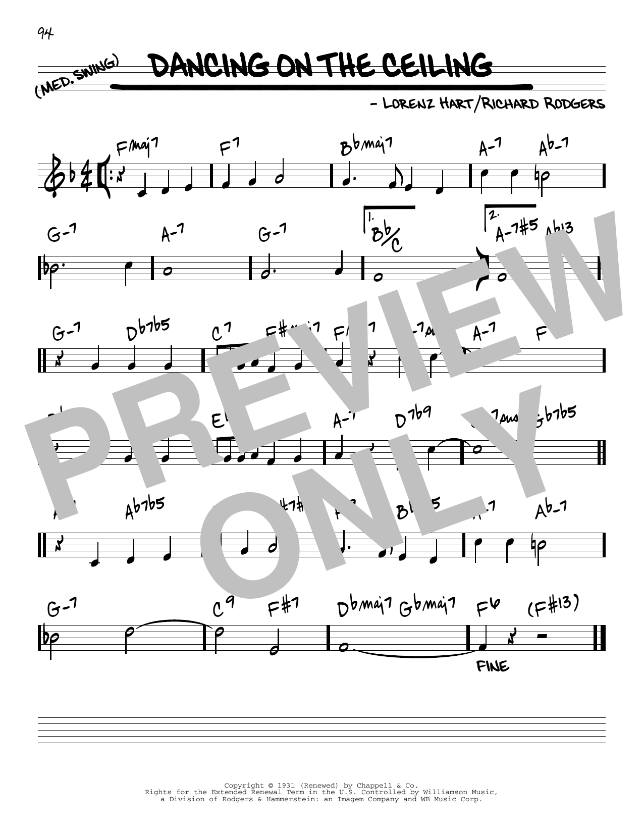Rodgers & Hart Dancing On The Ceiling [Reharmonized version] (arr. Jack Grassel) sheet music notes and chords arranged for Real Book – Melody & Chords