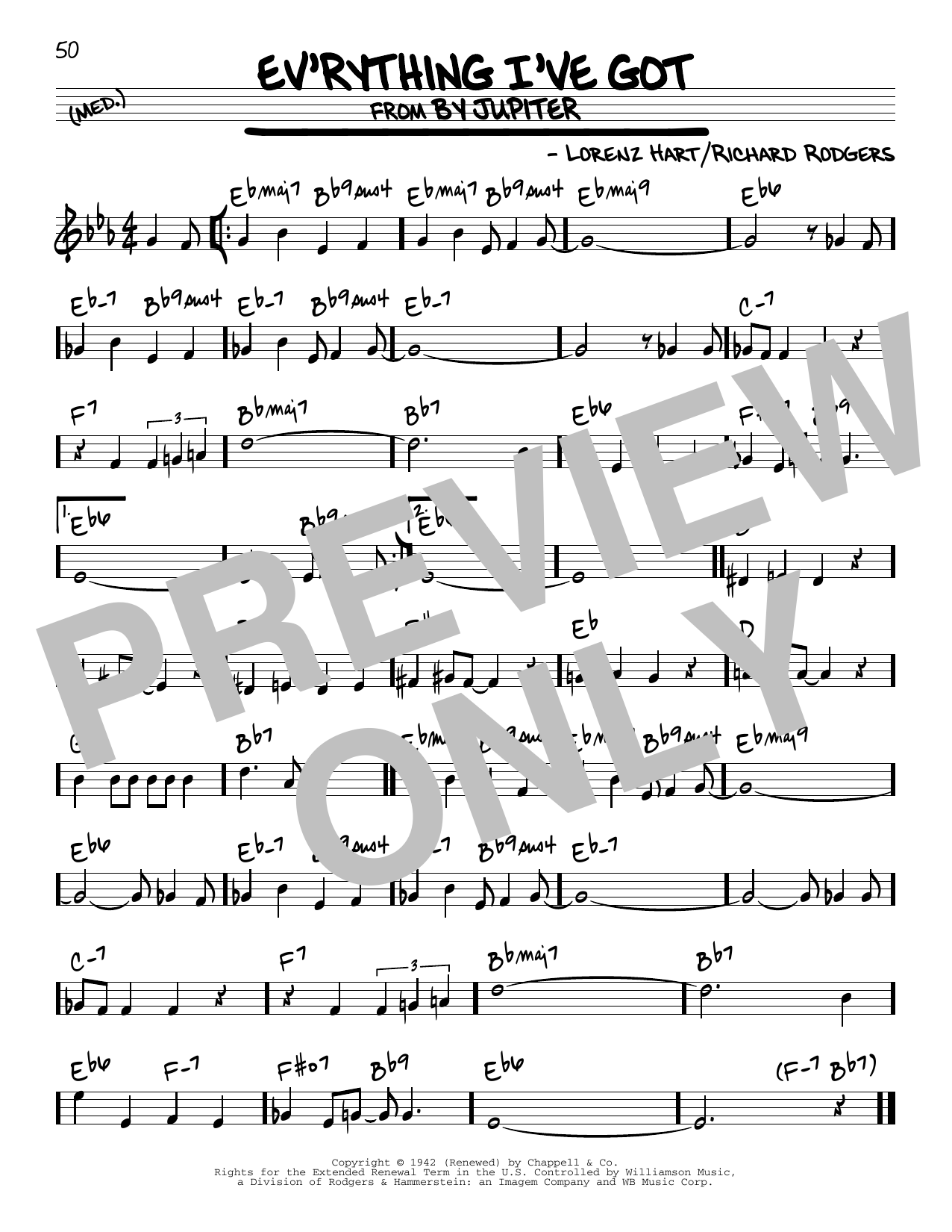 Rodgers & Hart Ev'rything I've Got sheet music notes and chords arranged for Real Book – Melody & Chords