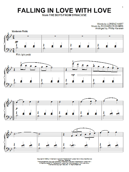 Rodgers & Hart Falling In Love With Love (arr. Phillip Keveren) sheet music notes and chords arranged for Piano Solo