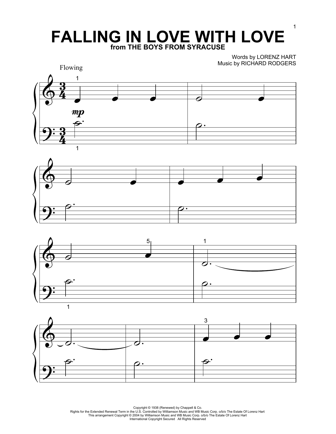 Rodgers & Hart Falling In Love With Love (from The Boys From Syracuse) sheet music notes and chords arranged for Easy Guitar