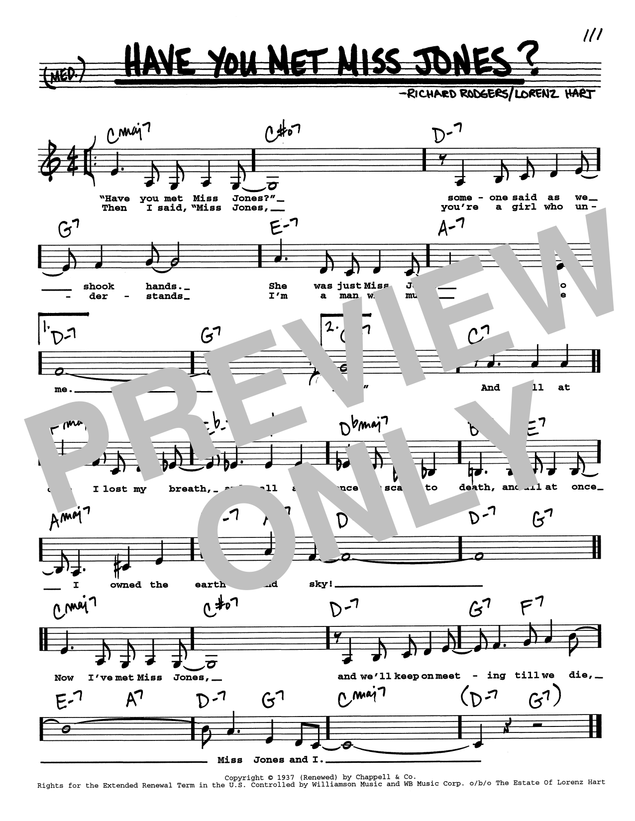 Rodgers & Hart Have You Met Miss Jones? (Low Voice) sheet music notes and chords arranged for Real Book – Melody, Lyrics & Chords