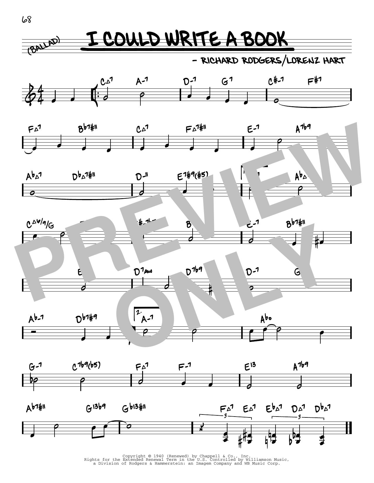Rodgers & Hart I Could Write A Book (arr. David Hazeltine) sheet music notes and chords arranged for Real Book – Enhanced Chords