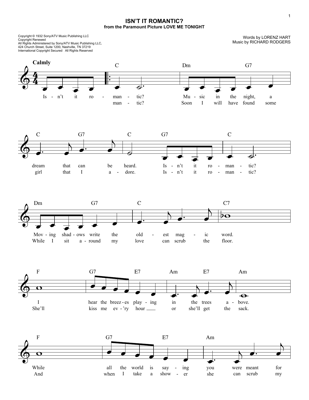 Rodgers & Hart Isn't It Romantic? (arr. Scott Houston) sheet music notes and chords arranged for Lead Sheet / Fake Book