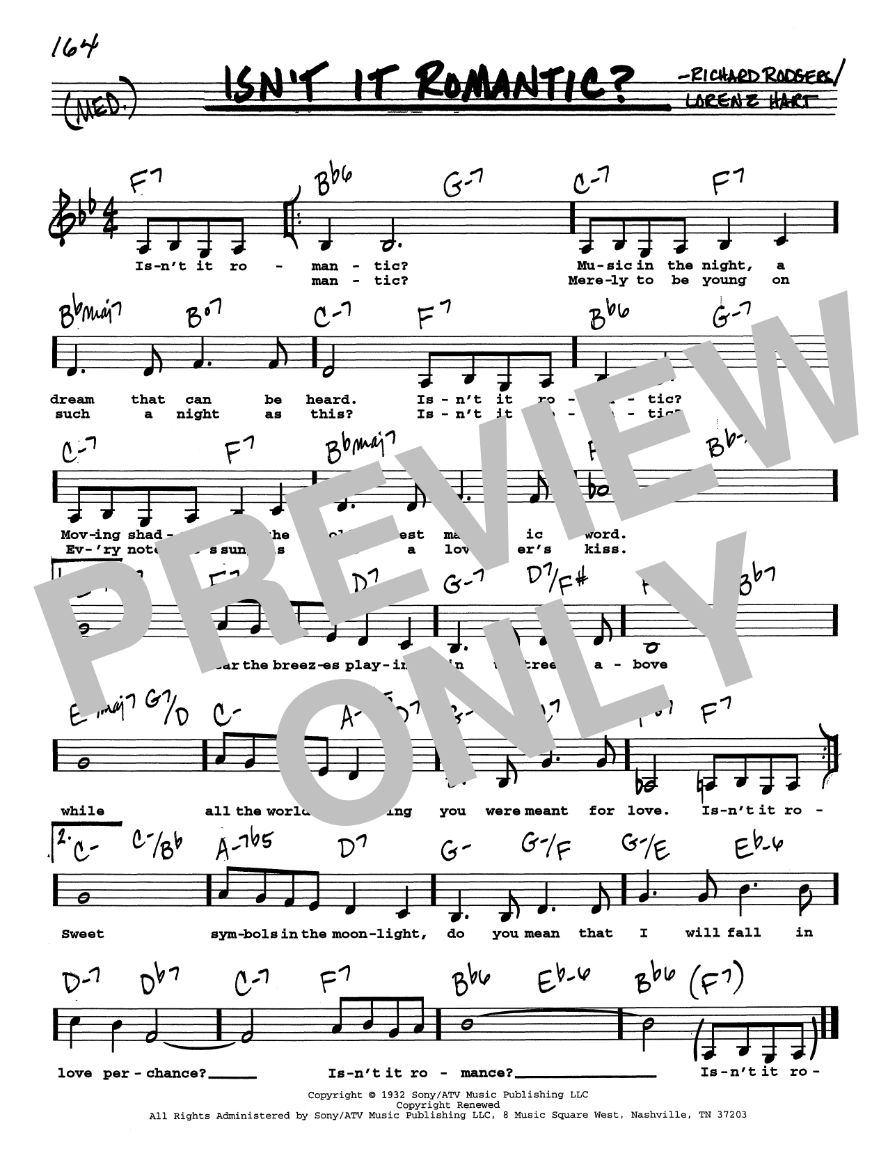 Rodgers & Hart Isn't It Romantic? (Low Voice) sheet music notes and chords arranged for Real Book – Melody, Lyrics & Chords