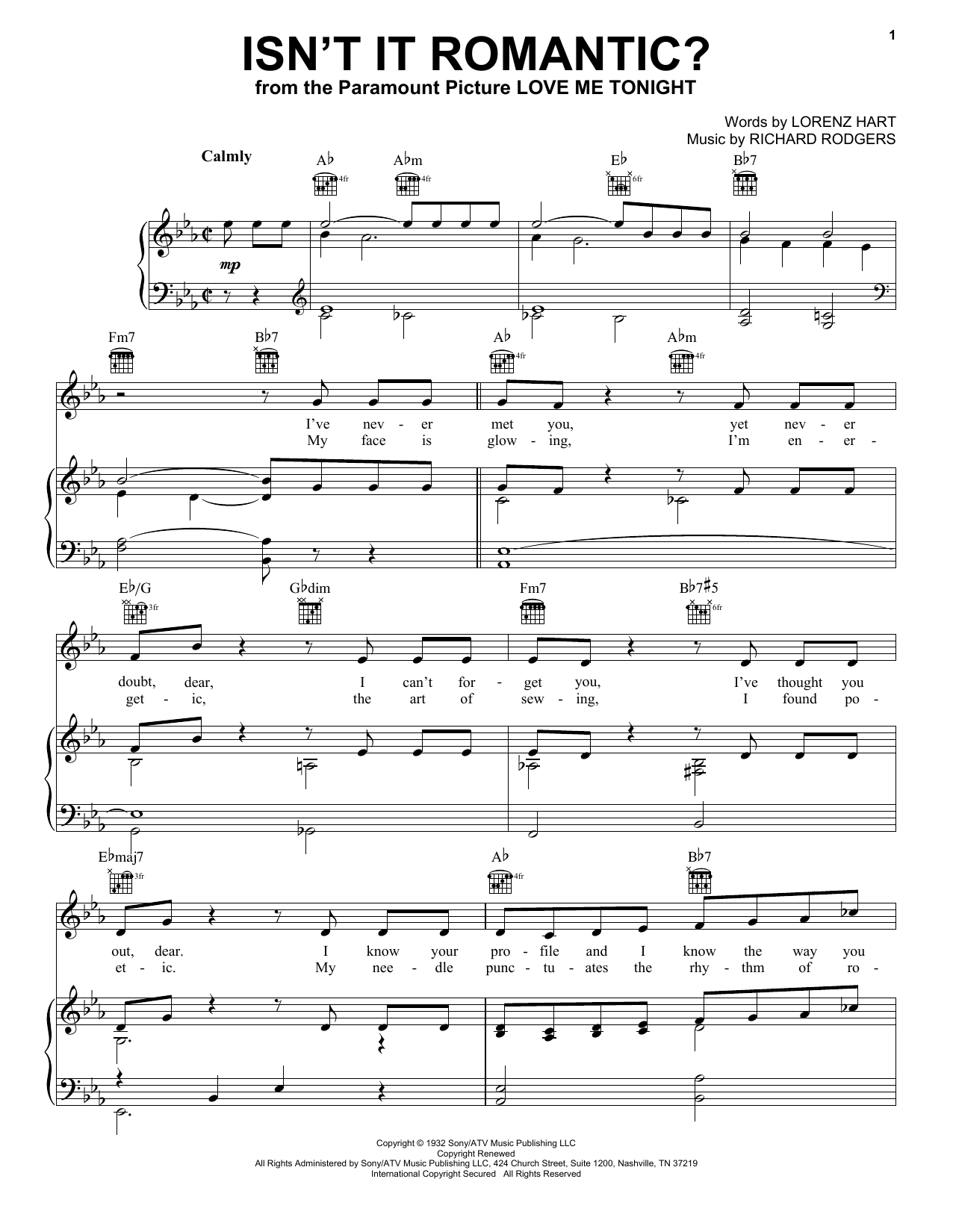 Rodgers & Hart Isn't It Romantic? sheet music notes and chords arranged for Viola Solo