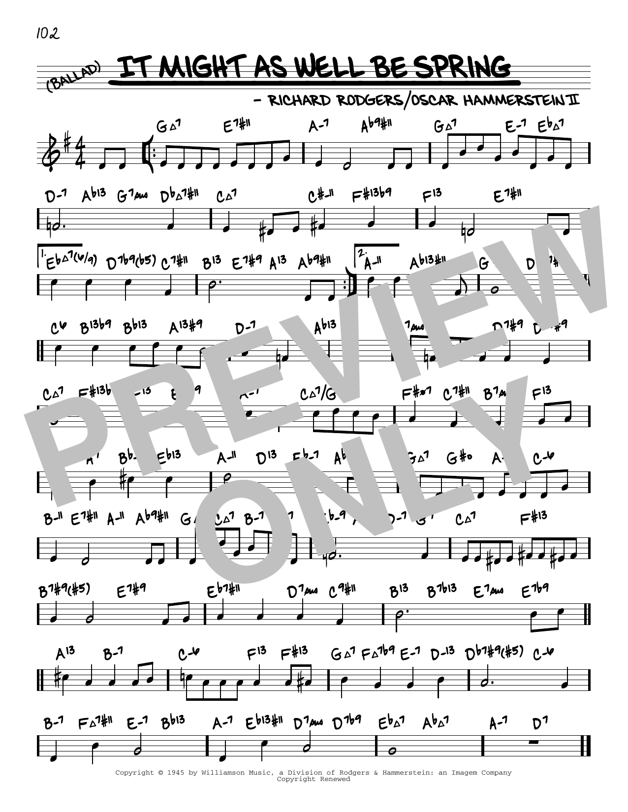 Rodgers & Hart It Might As Well Be Spring (arr. David Hazeltine) sheet music notes and chords arranged for Real Book – Enhanced Chords