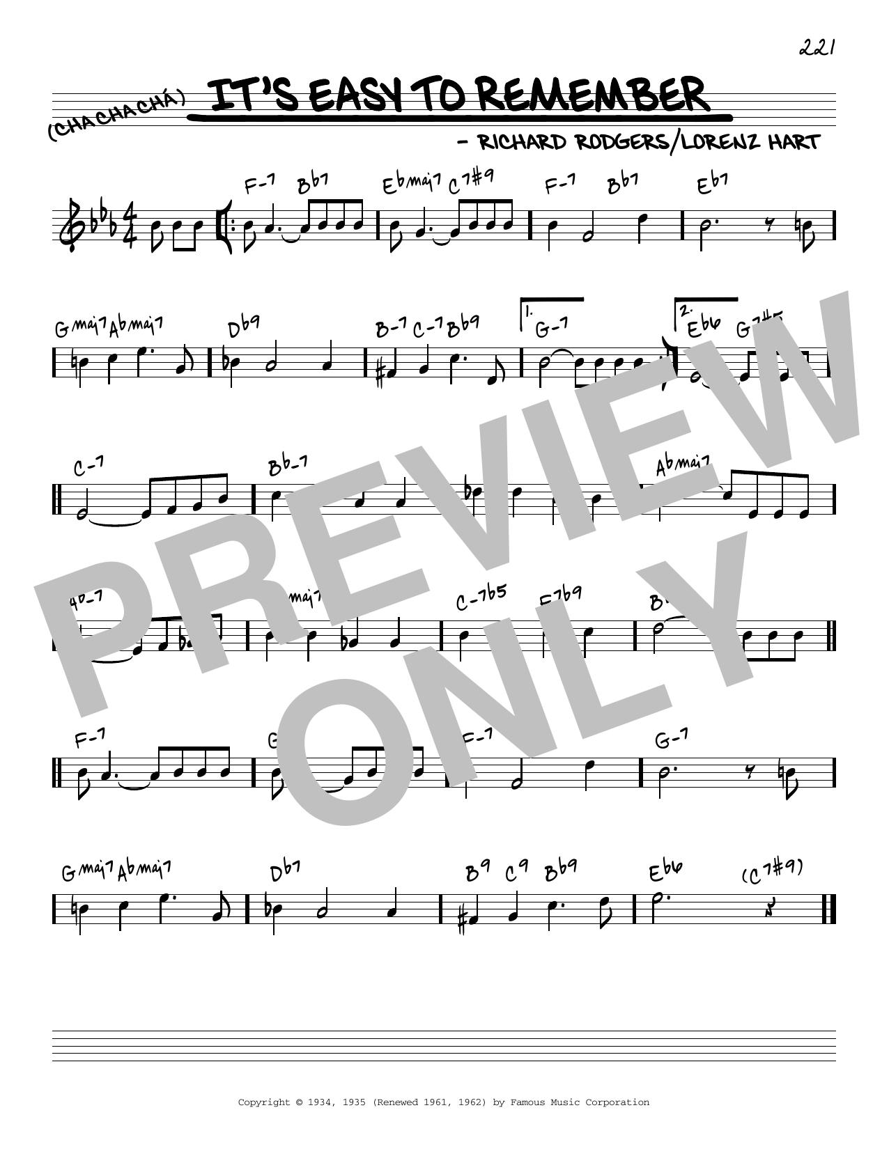 Rodgers & Hart It's Easy To Remember [Reharmonized version] (from Mississippi) (arr. Jack Grassel) sheet music notes and chords arranged for Real Book – Melody & Chords