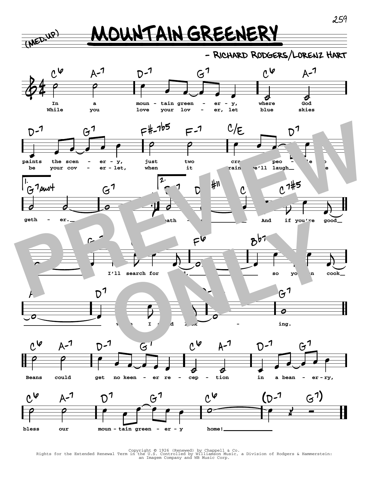 Rodgers & Hart Mountain Greenery (High Voice) (from The Garrick Gaieties) sheet music notes and chords arranged for Real Book – Melody, Lyrics & Chords