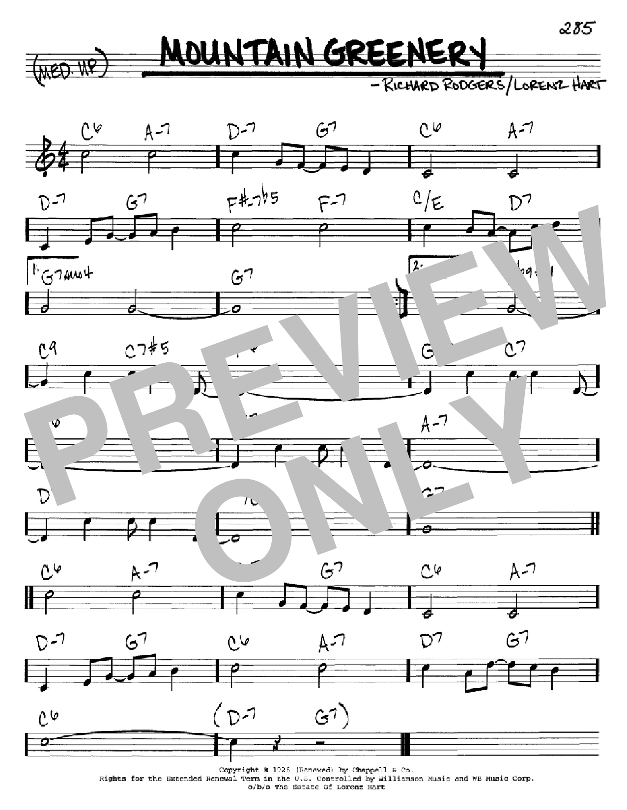 Rodgers & Hart Mountain Greenery sheet music notes and chords arranged for Real Book – Melody & Chords